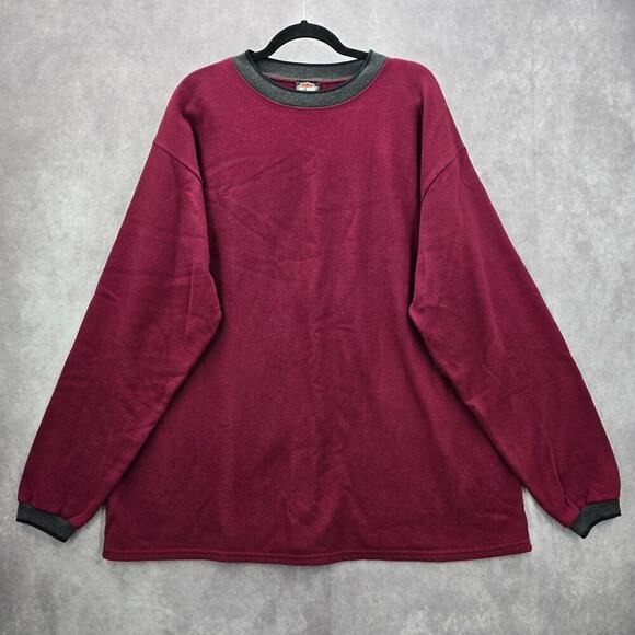 Harley Davidsons Men's XL Long Sleeve Red Gray Pullover Sweatshirt Inner Fleece